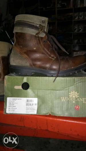 Unpaired Brown Woodland Leather Boot With Box