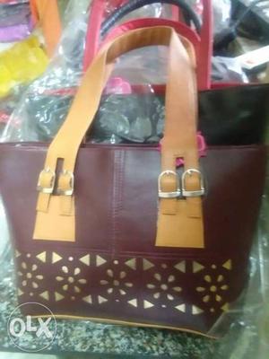 Women's Black And Brown Leather Tote Bag