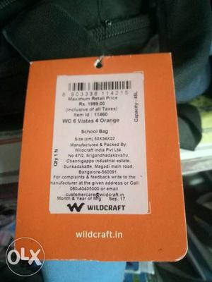 Woodcraft new bag with five year warranty..