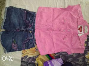 Almost new shirt with hot pant, fit for 6-8 yrs