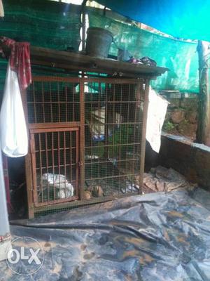 Brown Metal Framed Wire Pet Cage