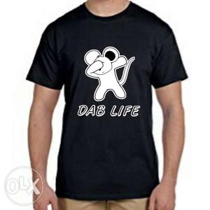 Dab Life-printed Black Round-neck T-shirt