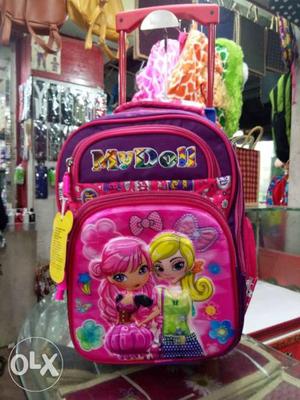 Girl's Pink, Purple, And Green Trolley Bag