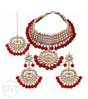 I Jewels Traditional Kundan & Pearl Choker Necklace Set for