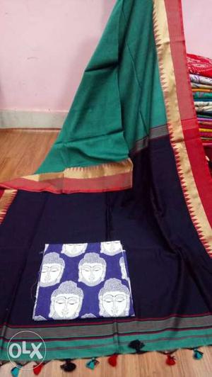 Khadi temple work border with attached bp and