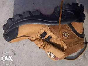 Pair Of Brown-and-black Timberland Work Boots