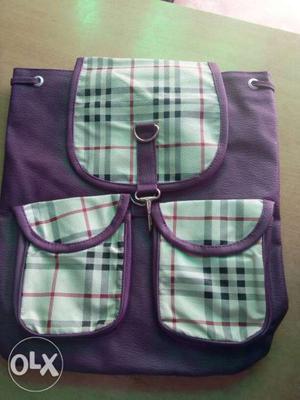 Purple And White Satchel Backpack