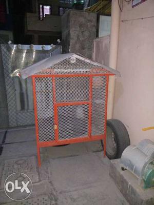 Red And Gray Steel Cage