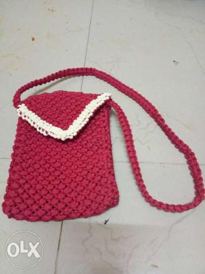 Redand White Knitted Handbag