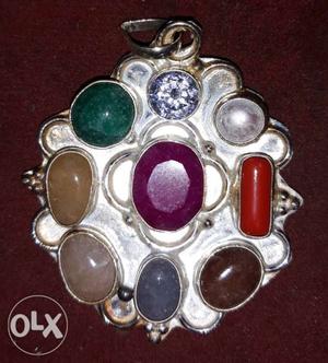 Silver-colored Gemstones Pendant