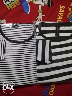 Two White-and-black Striped Shirt Packs