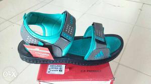Unpaired Teal And Black Adidas Sandal With Box