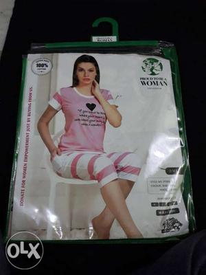 Women's Pink-and-white Shirt With Pants Pack