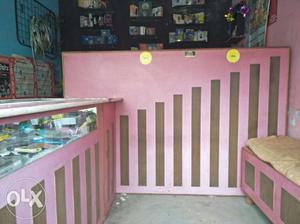 Baby's Pink Wooden Crib