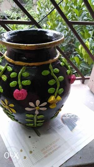 Black And Green Ceramic Vase