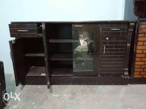 Black Wooden TV Hutch With Cabinet