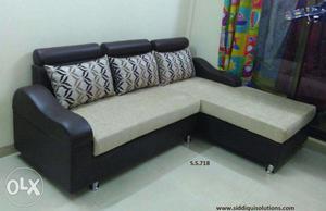 Black and off white color New L Shape Sofa set with cushions