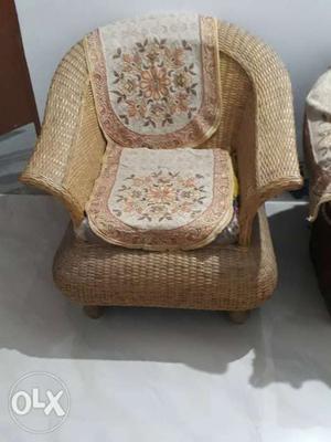 Brown And Beige Floral Sofa Chair