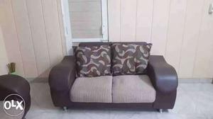 Brown And Gray Fabric 2-seat Sofa