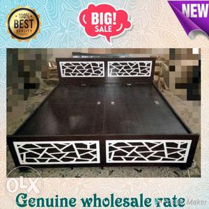 Brown And White jaali plywood Bed