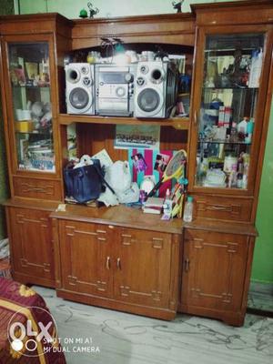 Brown Wooden Display Cabinet With Shelf