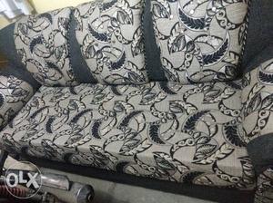 Gray And Black Floral Fabric Sofa Chair