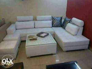 L sape sofa sat + 1 table + 2 puffi new sofa set