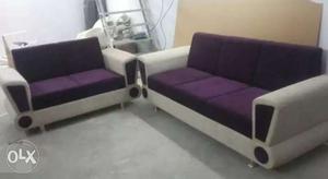 Purple And White Suede Couch