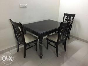 Solid Wood Dining table with 4 fabric cushion chairs