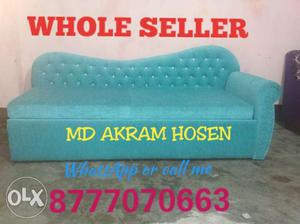 Teal Couch With Text Overlay