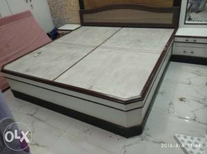 White And Black violet Wooden Storage Bed.
