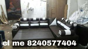 White And Brown Leather Sofa Bed