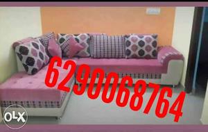 White And Pink Floral Sofa Set