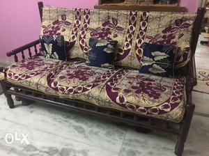 Wood sofa set with center table