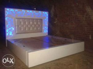 Wooden box Bed With LED Light only at Sharma furniture