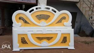 Yellow And White Wooden Headboard
