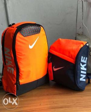 Combo set Two Orange-and-black Nike Backpacks