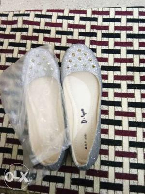 Ladies belly/sandal size-41, sparkling silver in
