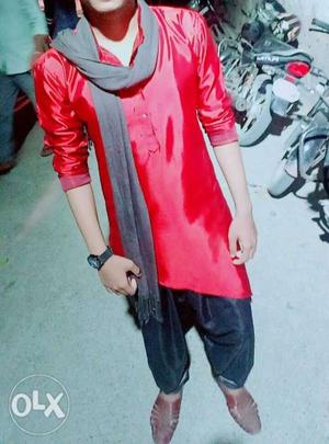 Men's Red And Grey Traditional Dress