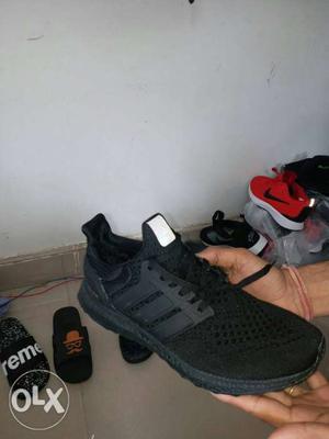 Pair Of Black Adidas Running Shoes