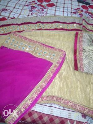 Pink& cream lahnga only 1time used