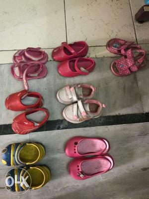 Shoes sandals crocs n slipper mix 8 pairs all at rs500