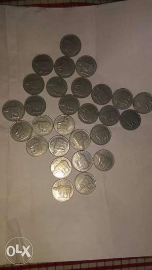 Silver-colored 25 Indian Paise Coin Lot