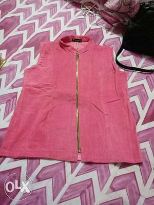 Velvetty pink zipper branded top l to xl