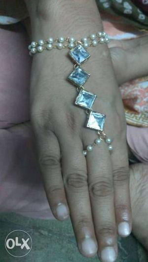 White Pearl Ring Bracelet