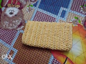 Wollen clutch...lite gold and white stone