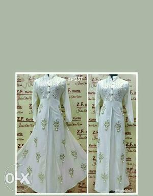 Women's White Floral Abaya Wedding Dress