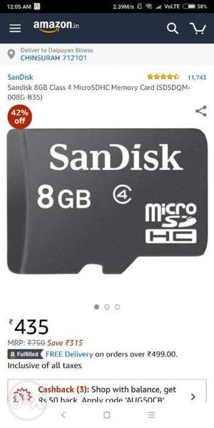 8gb Memory Card Sandisk