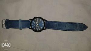 Anlog watch blue leather