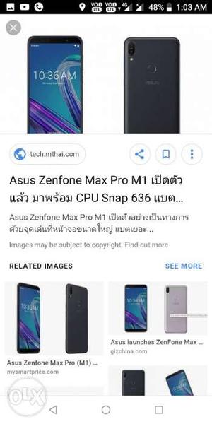 Asus Zenfone Max pro m1 3 GB ram end 33 GB ROM